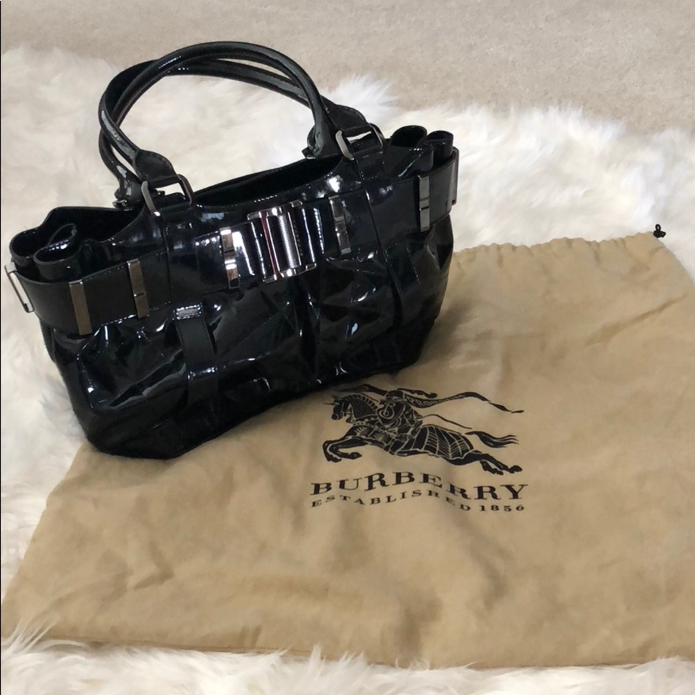 Authentic Burberry Black Patent Handbag
